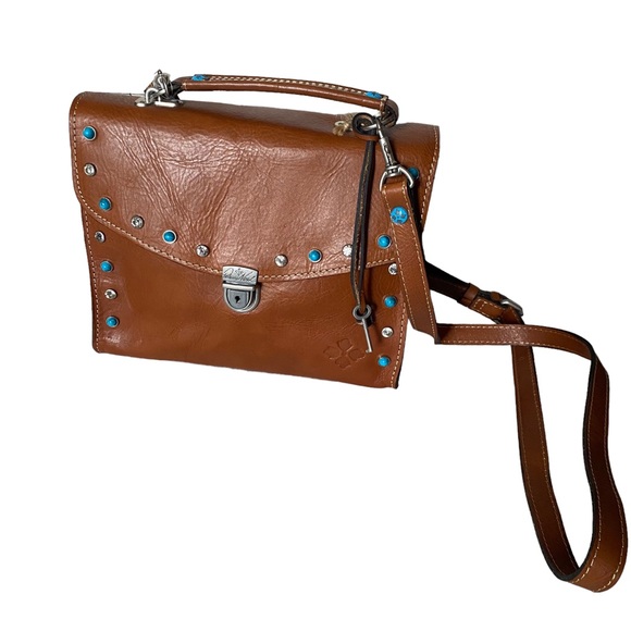 Patricia Nash Simona leather crossbody bag turquoise and diamond beaded - Picture 5 of 15